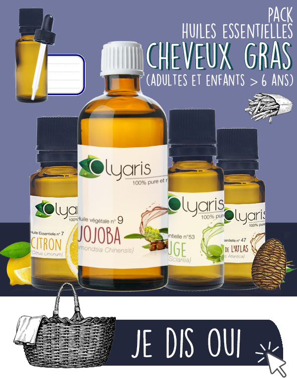 Les Huiles Essentielles conte les Cheveux Gras : le Pack par Olyaris